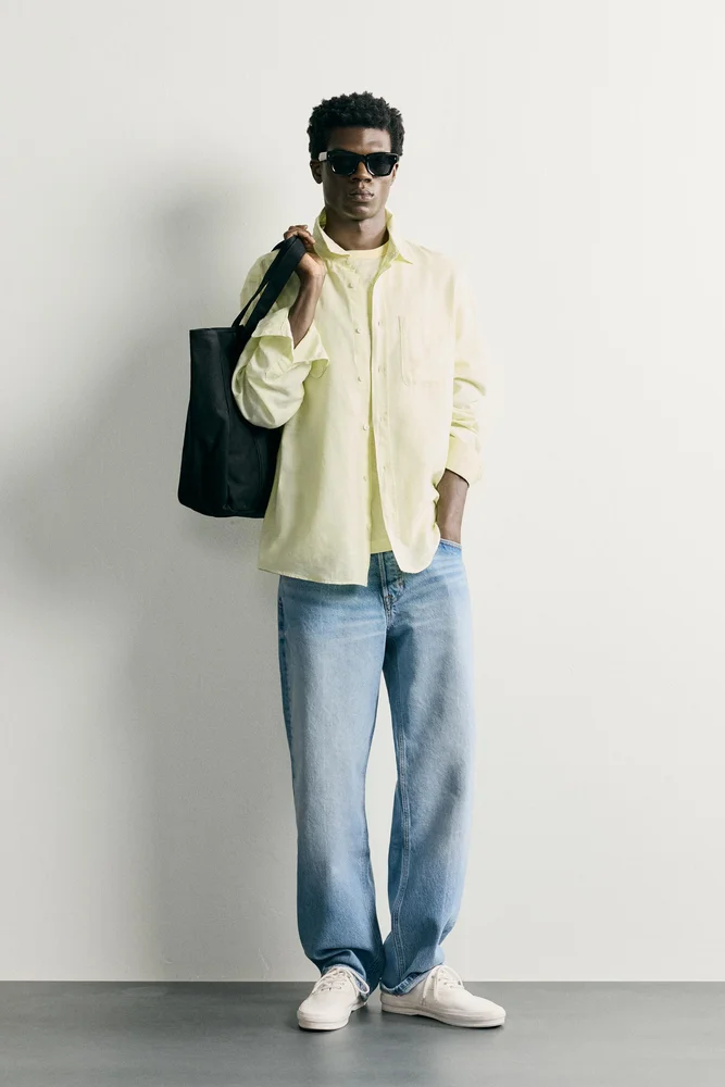 REGULAR FIT LINEN-COTTON SHIRT