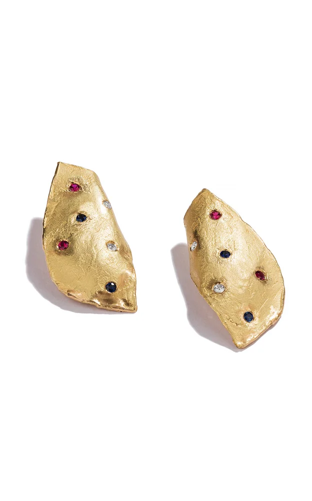 Spiaggia 18K Yellow Gold Diamond, Ruby, Sapphire Earrings
