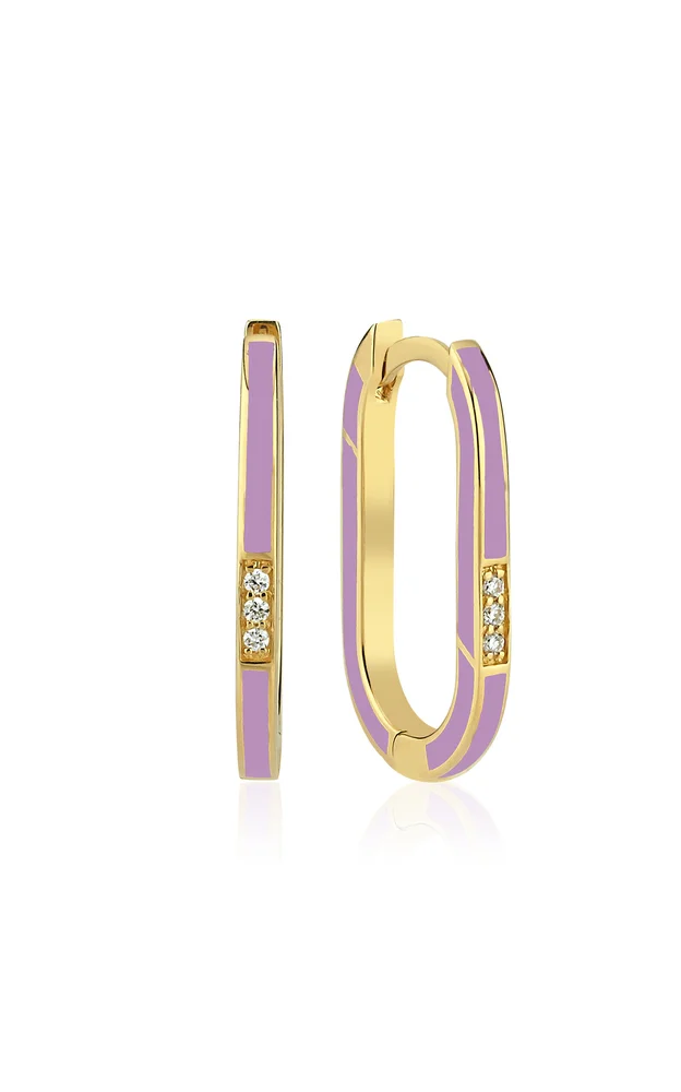 Bonbon Enameled 14K Yellow Gold Diamond Single Earring