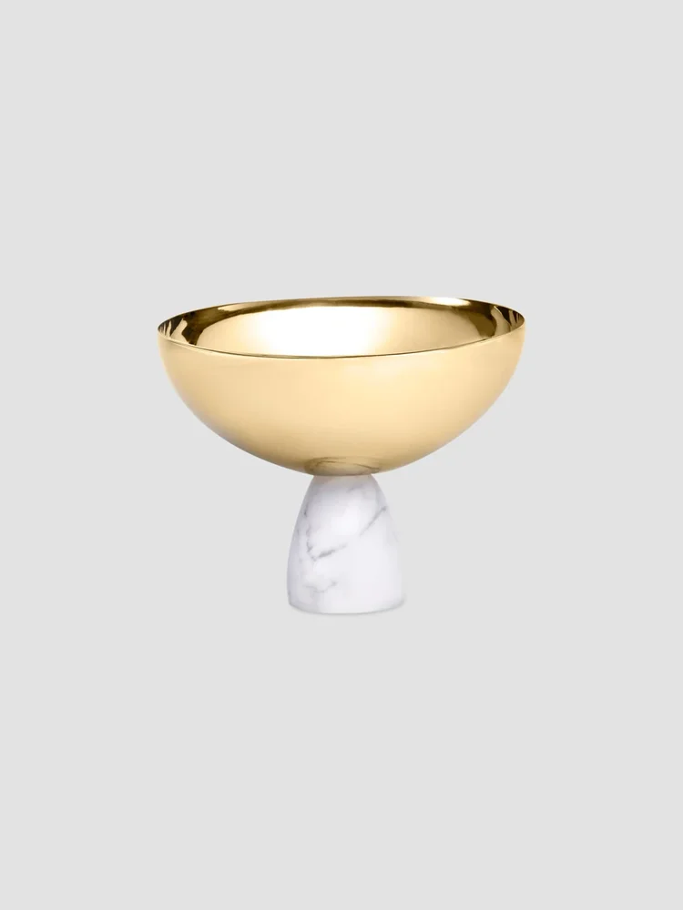 Coluna Carrara Marble & Steel Nut Bowl