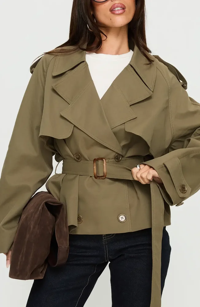 Eldora Double Breasted Belted Crop Trench Coat