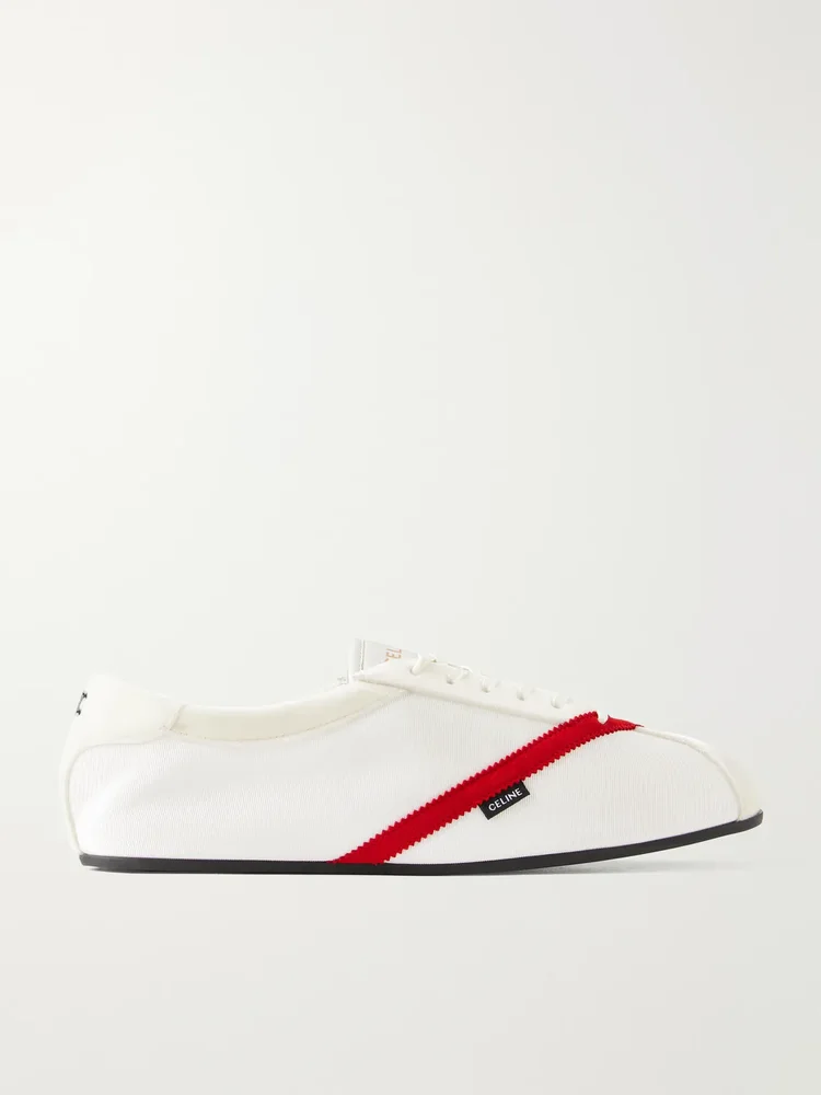 Logo-Embellished Velvet-Trimmed Grosgrain Sneakers
