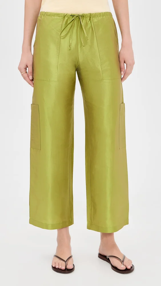 The Silk Taffeta Drawstring Cargo Pants