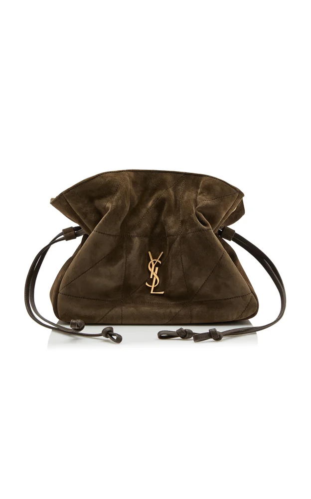 Jamie Suede-Satin Shoulder Pouch