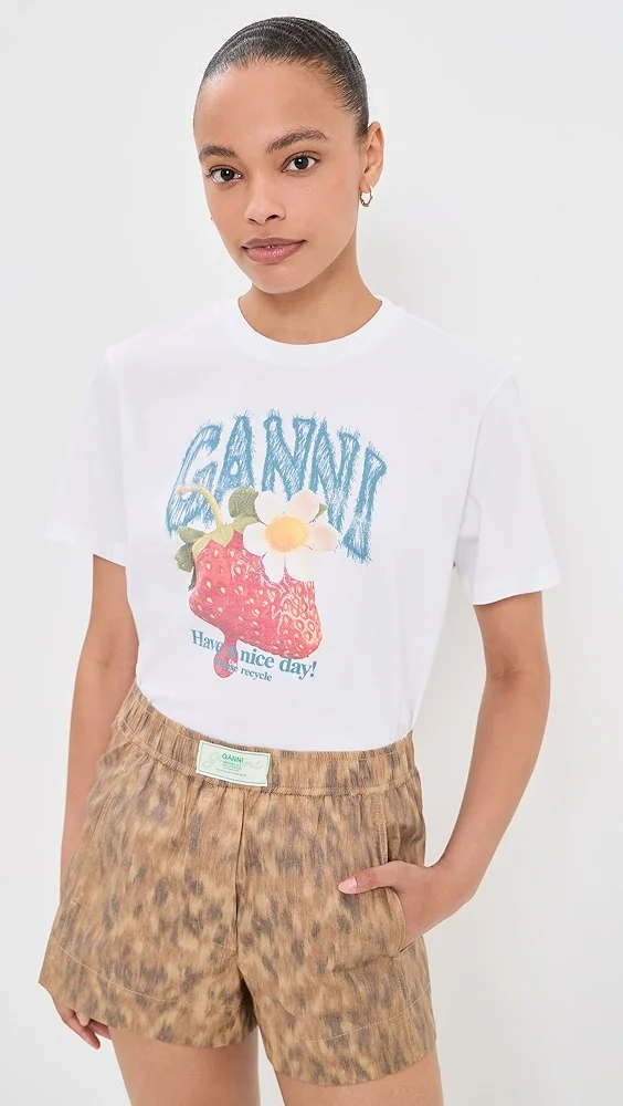 Basic Cotton Jersey Strawberry Print Tee