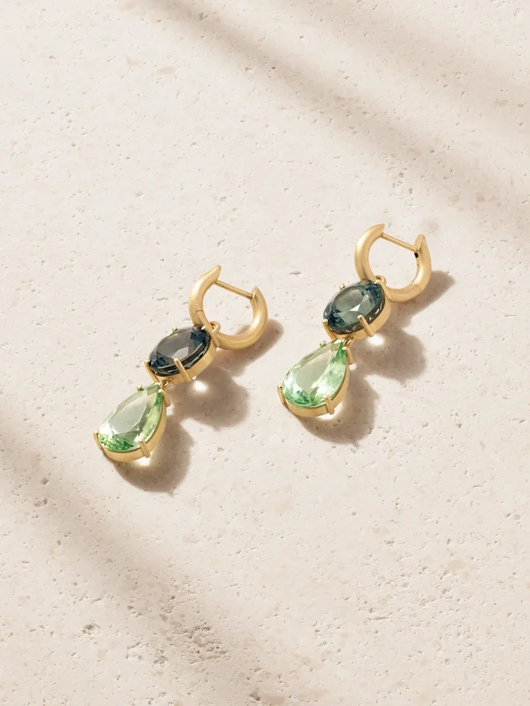 Gemmy Gem 18-karat gold tourmaline hoop earrings