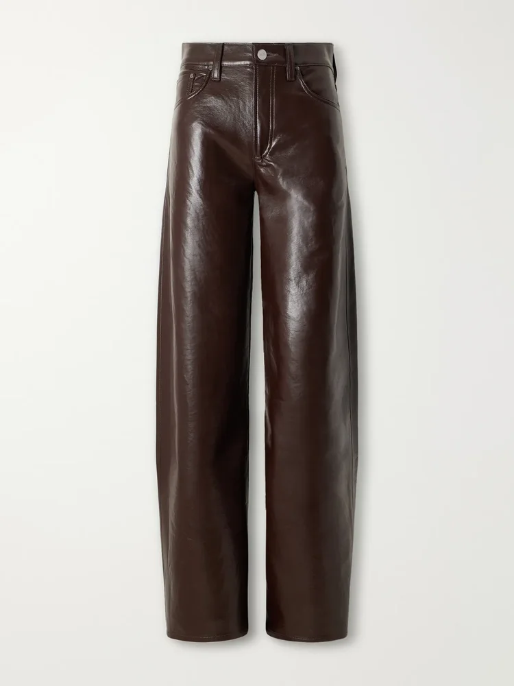 Arc recycled leather-blend mid-rise wide-leg pants