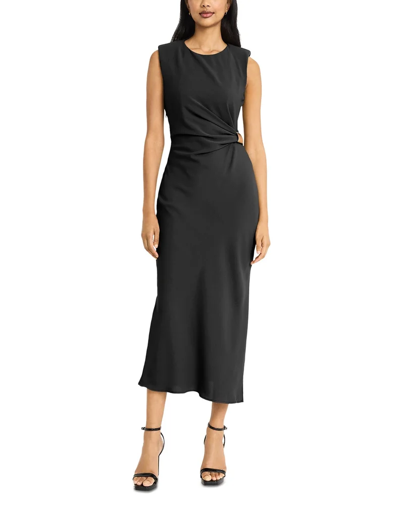 Sleeveless Ruched Waist Midi Dress