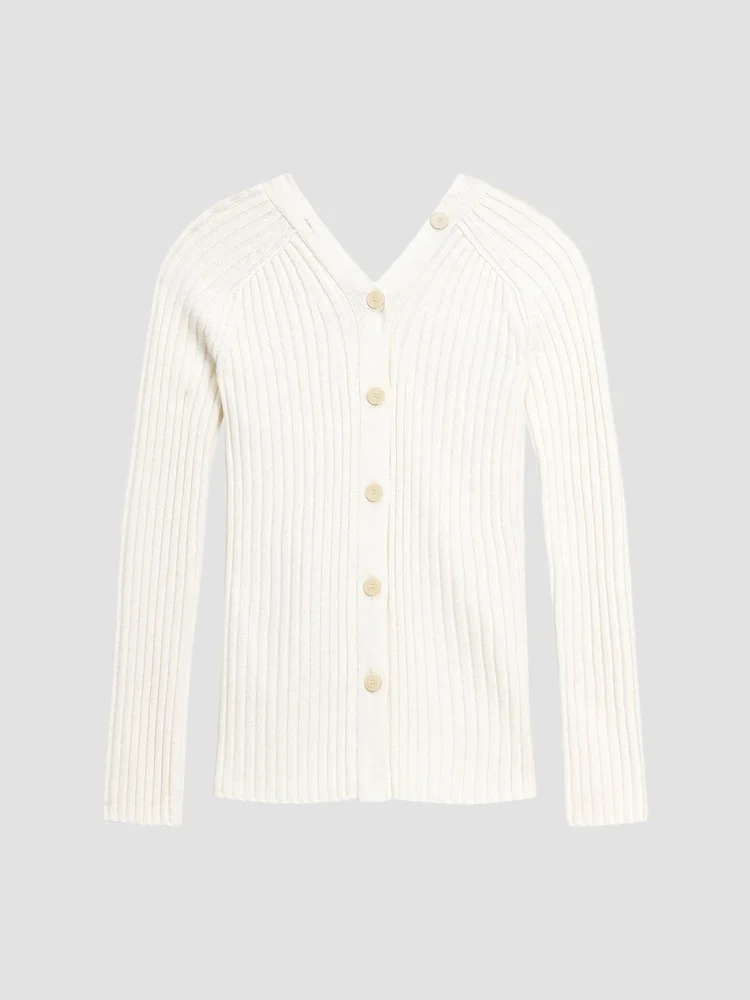 Long Open Back Ribbed Cardigan