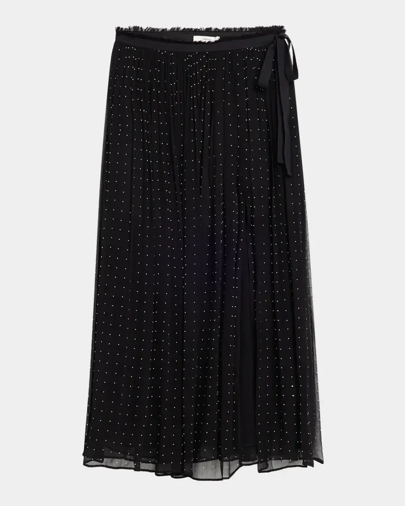Heat-Set Dot Sheer Gathered Skirt