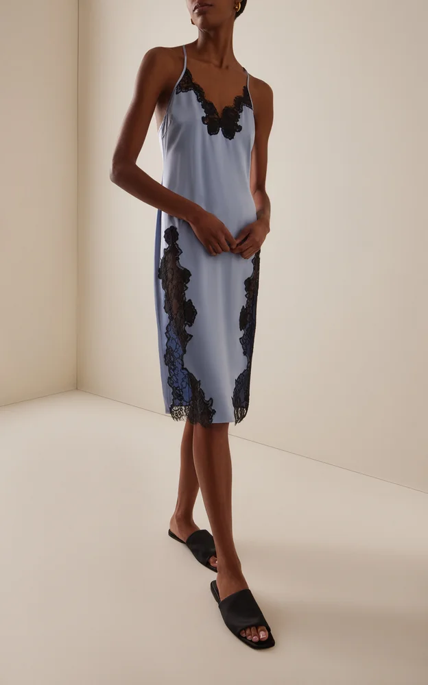Juliet Lace-Trimmed Silk Charmeuse Slip Dress