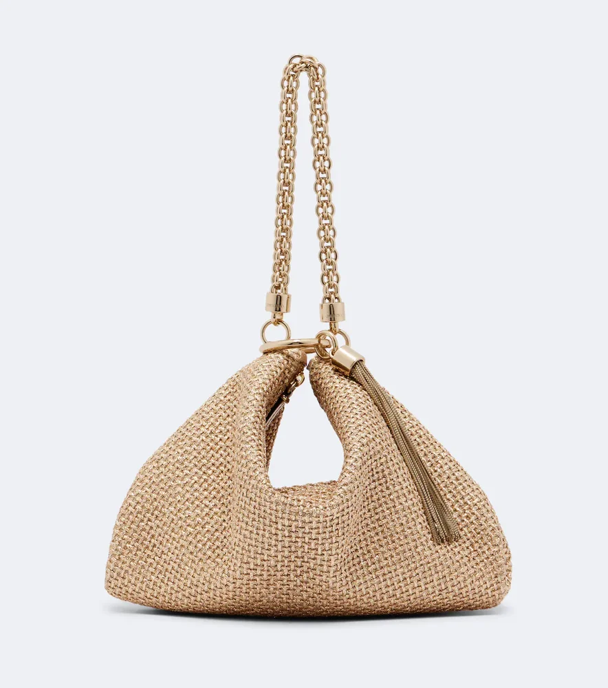 Callie Medium raffia-effect shoulder bag