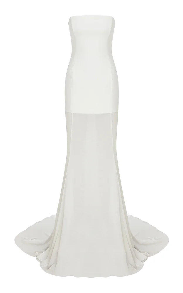 Isabel Sheer-Paneled Crepe-Chiffon Gown