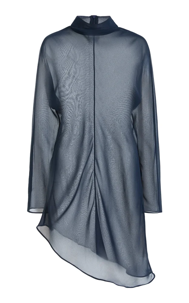 Exclusive Wave Sheer Chiffon Turtleneck Tunic