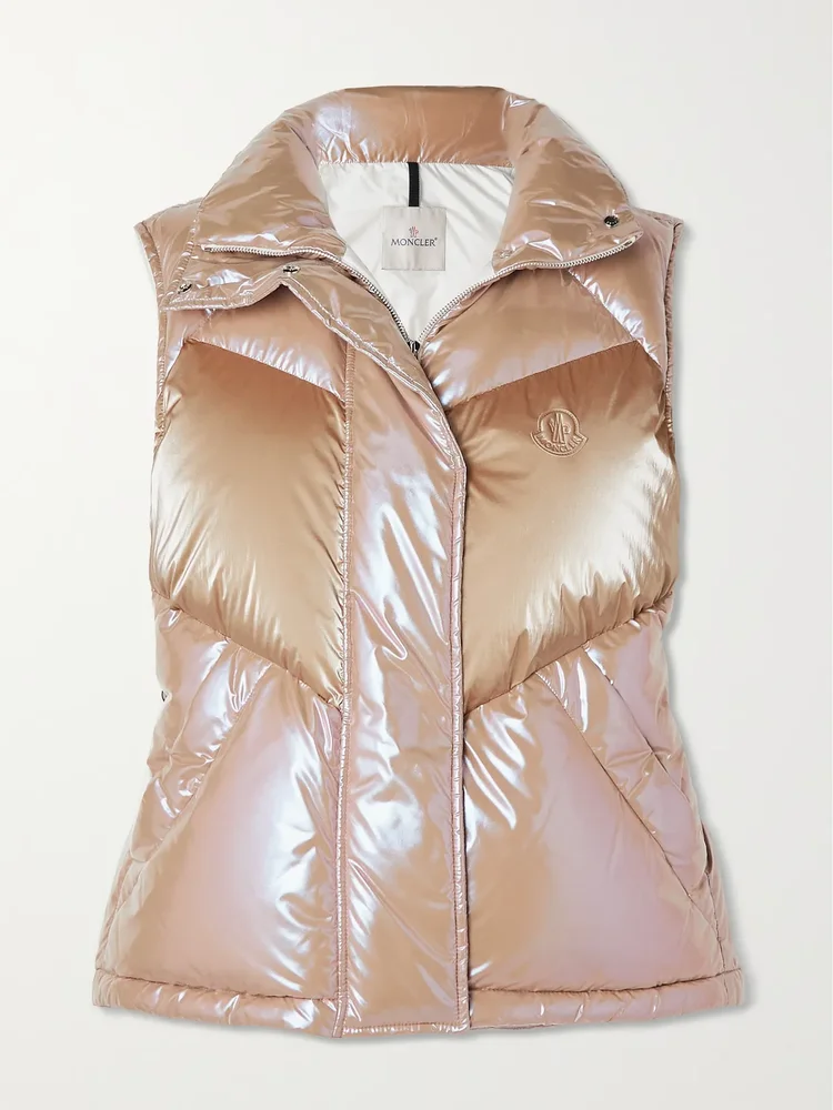 Faucille quilted metallic shell down vest