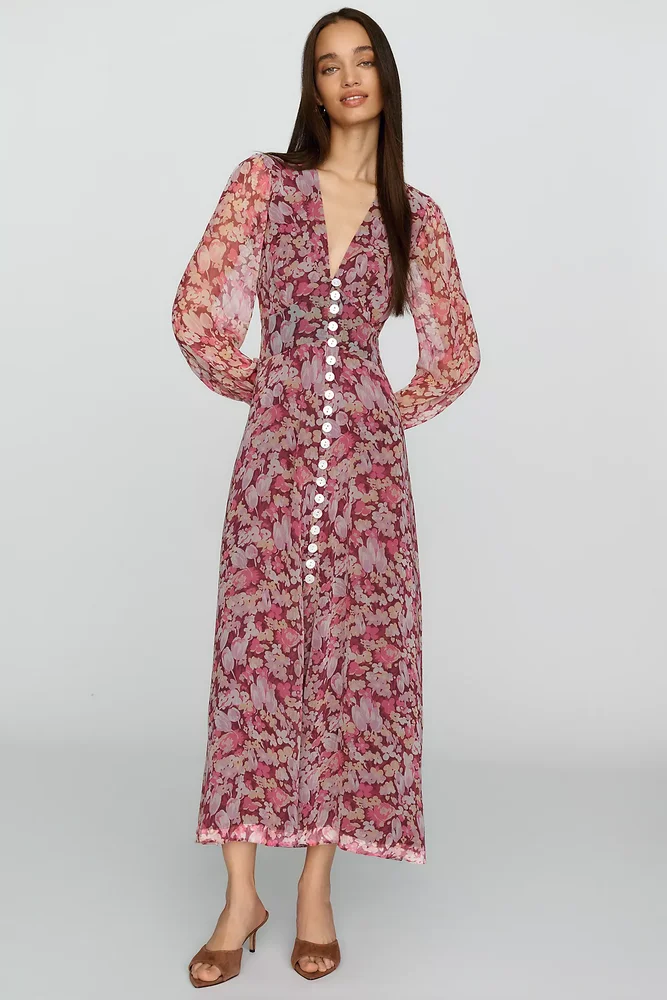 Avalyn Floral V-Neck Midi Dress