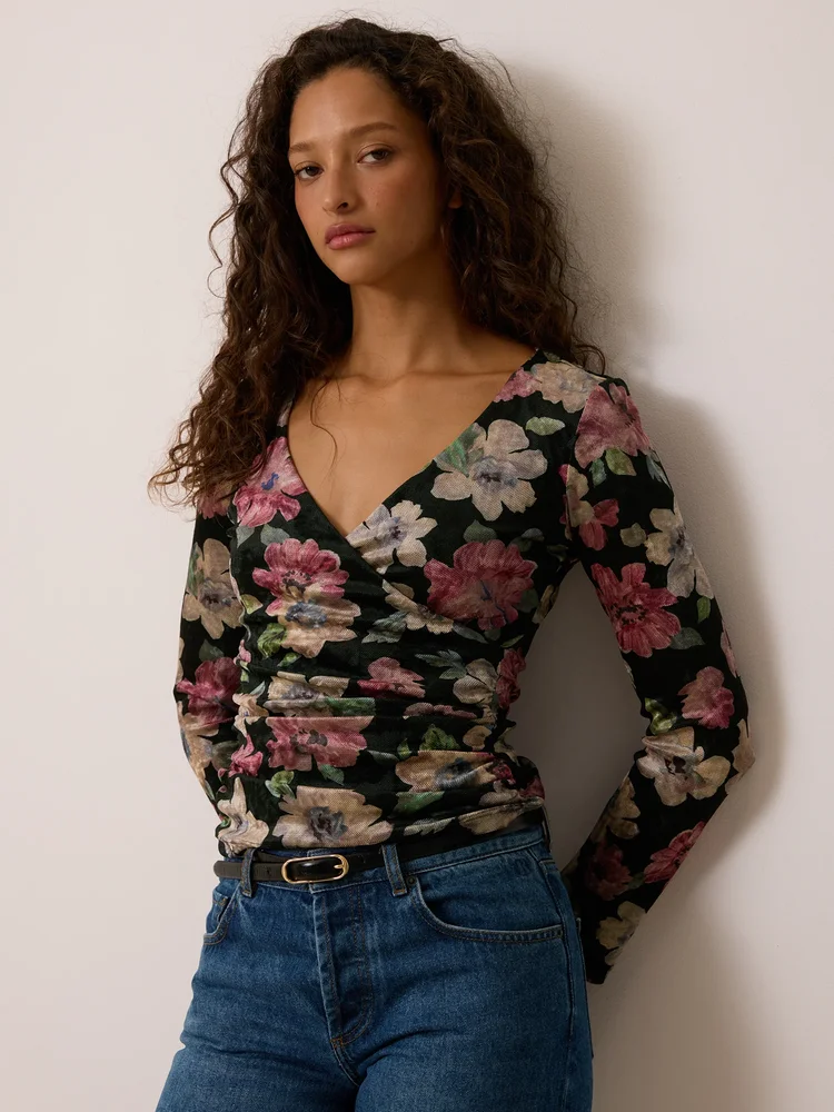 Yura Velvet Wrap Top