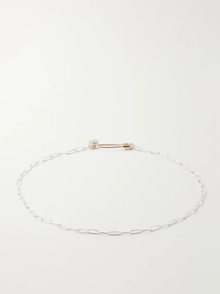 Shapeshifter 14kt yellow gold and sterling silver anklet