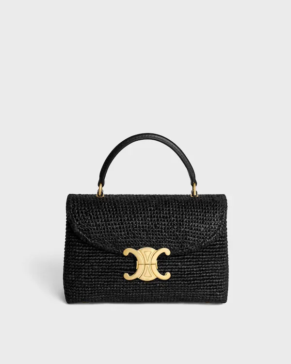 Teen Nino Bag in Raffia and Calfskin - Black