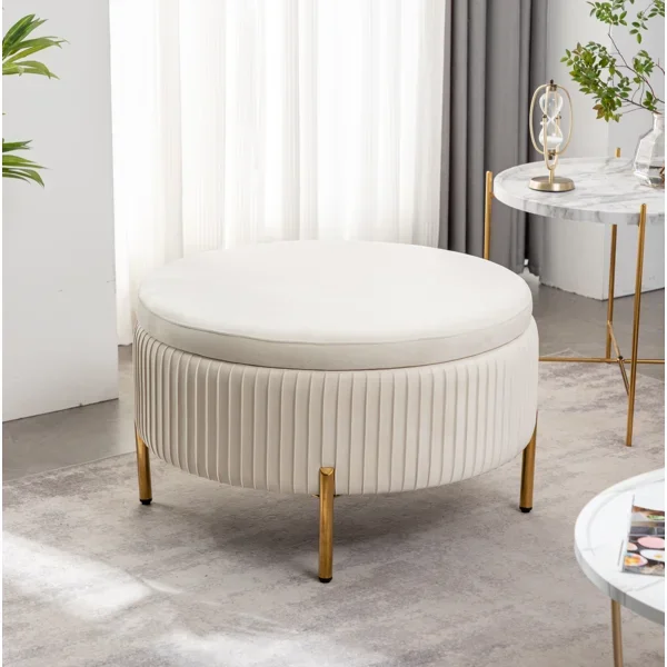 Mariantonietta Upholstered Round Storage Ottoman