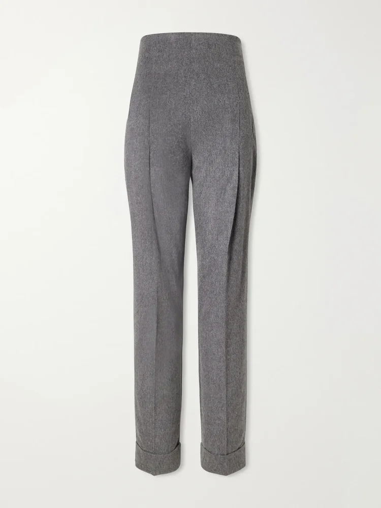 Pleated wool and cashmere-blend twill tapered pants