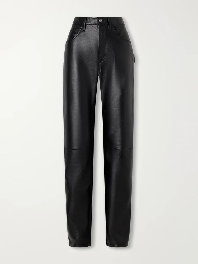 mills leather straight leg pants