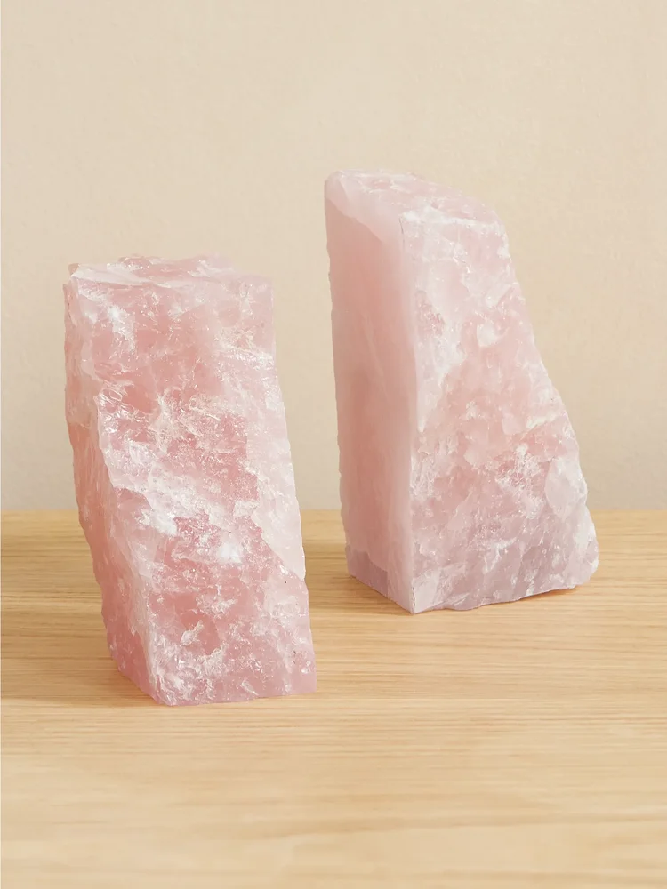 Rose quartz bookends