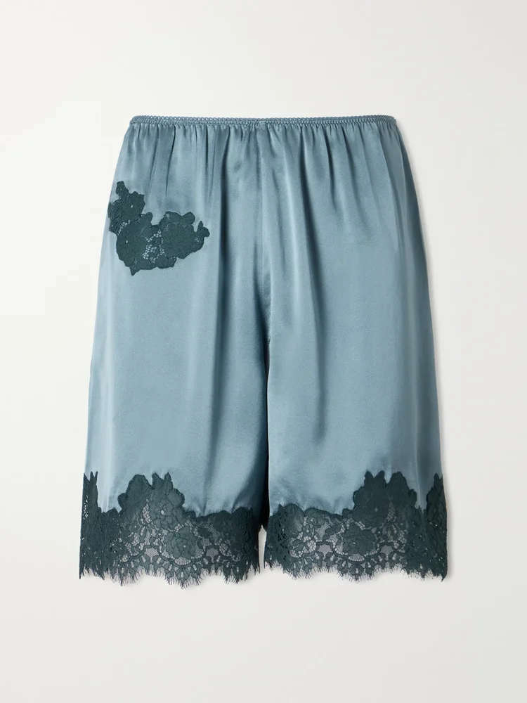 Irsa lace-trimmed silk shorts