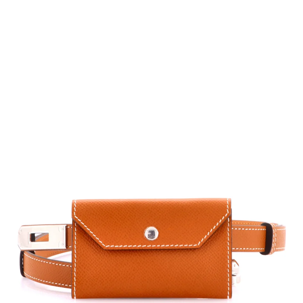 Pre-Owned Kelly Pocket Belt Leather Thin, Brown