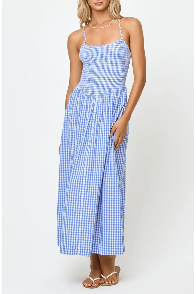 Misha Smocked Bodice Cover-Up Cotton Maxi Dress