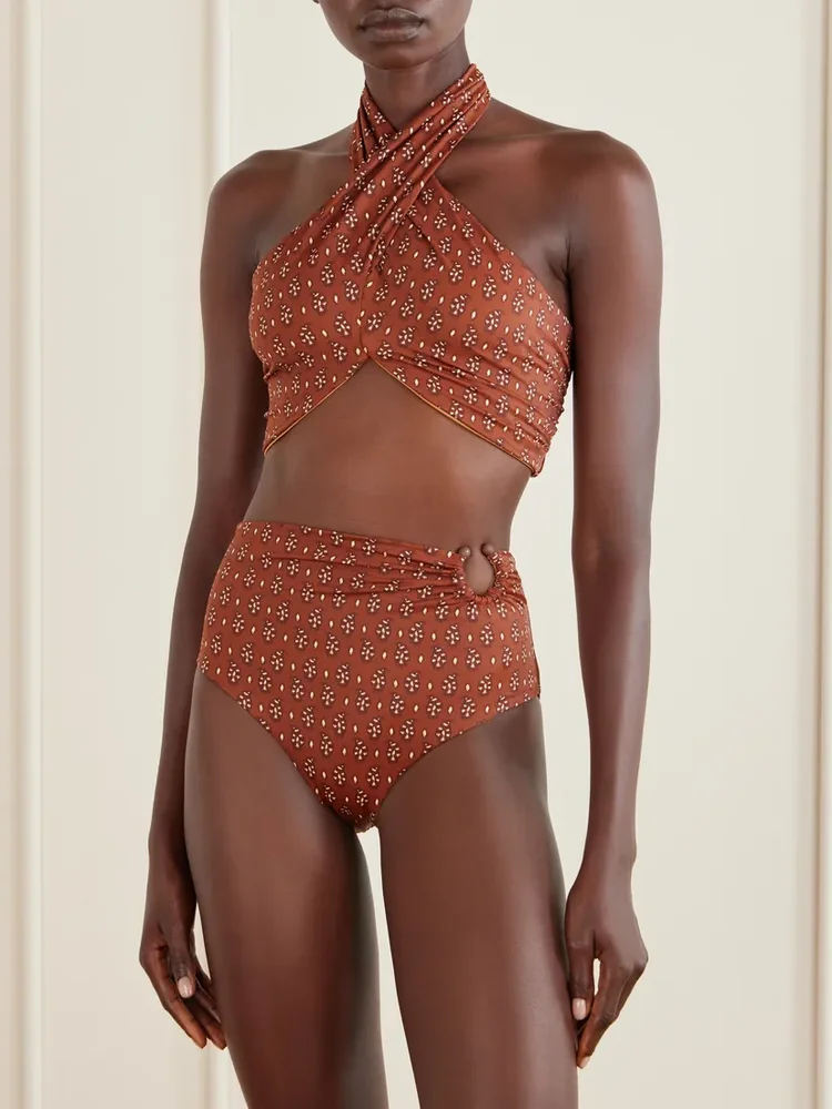 Spice printed recycled bikini top