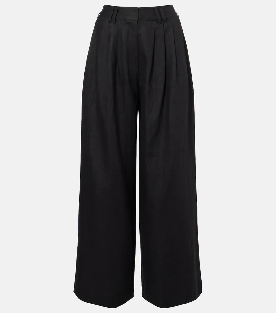 Parker high-rise linen wide-leg pants