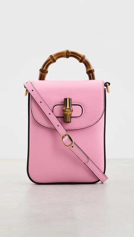Gucci Leather Bamboo Crossbody Phone Pouch