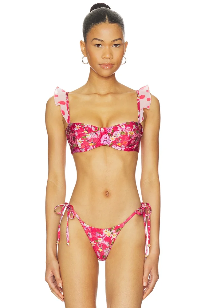 Peony Print Bikini Top