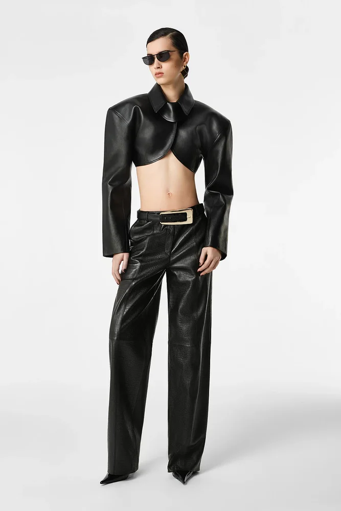 Agnes Cropped Leather Jacket