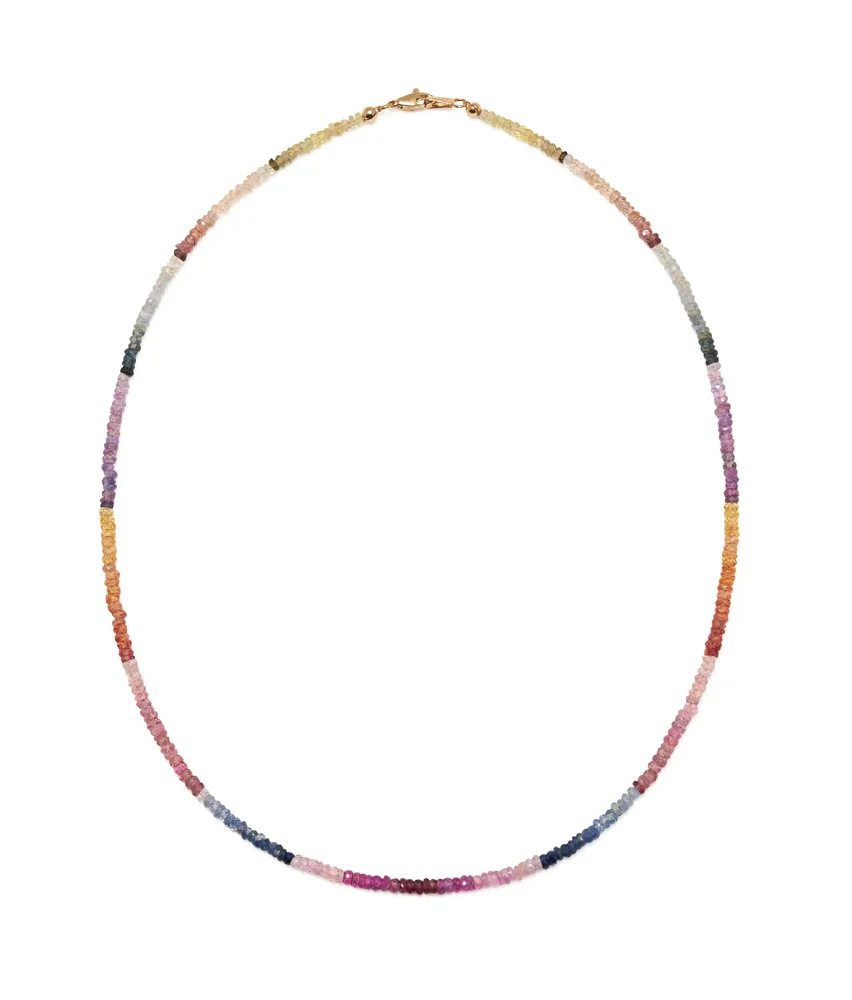 Tiny Beaded Necklace in Shaded Pastel Sapphire