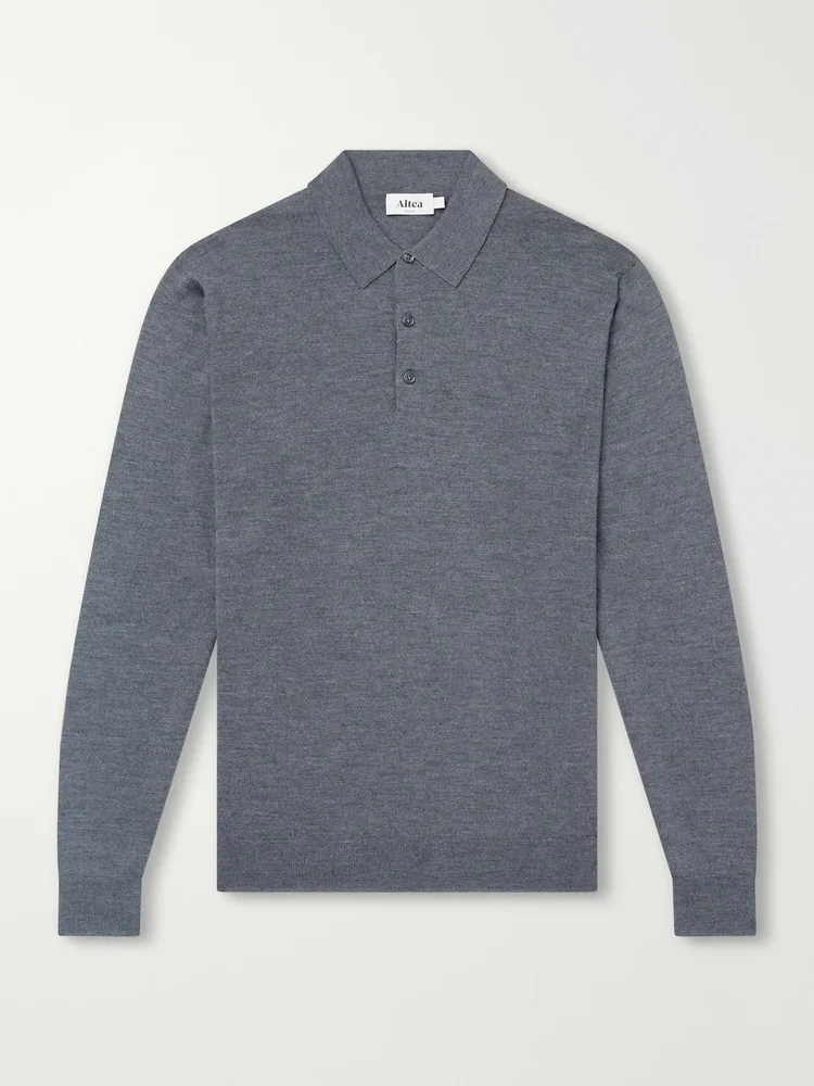 Wool, Silk and Cashmere-Blend Polo Sweater