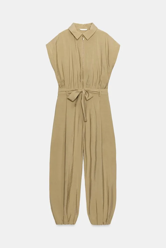 Belted Zip-Front Jumpsuit