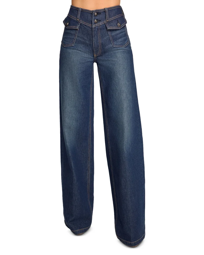 Ciara High Rise Wide Leg Jeans in Dark Fade