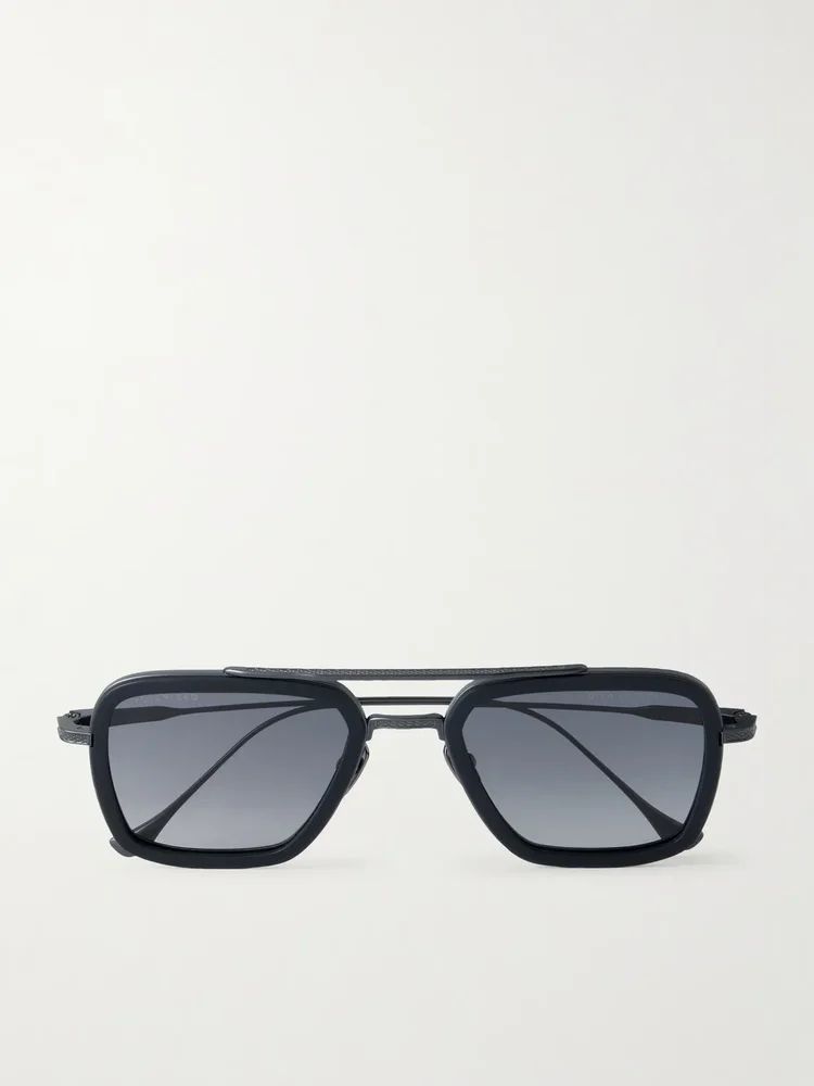 Flight.006 Double-Bridge Aviator-Style Titanium and Acetate Sunglasses