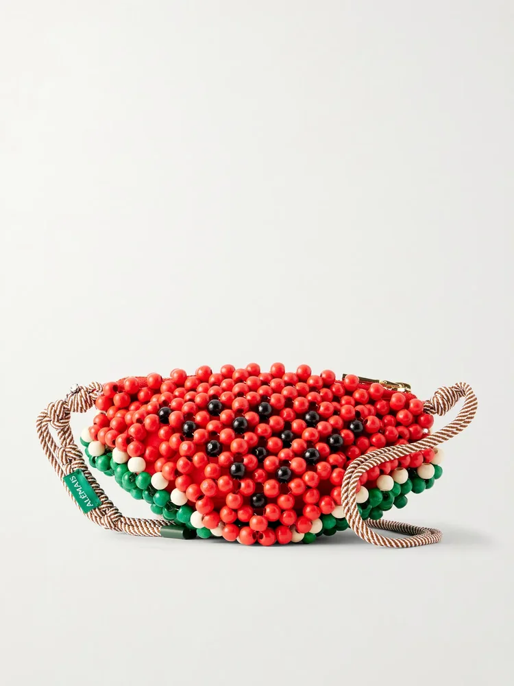 Watermelon beaded wood shoulder bag