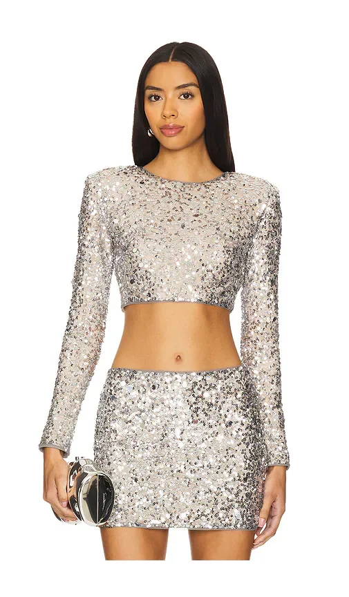 Crystal Sequin Cropped Top