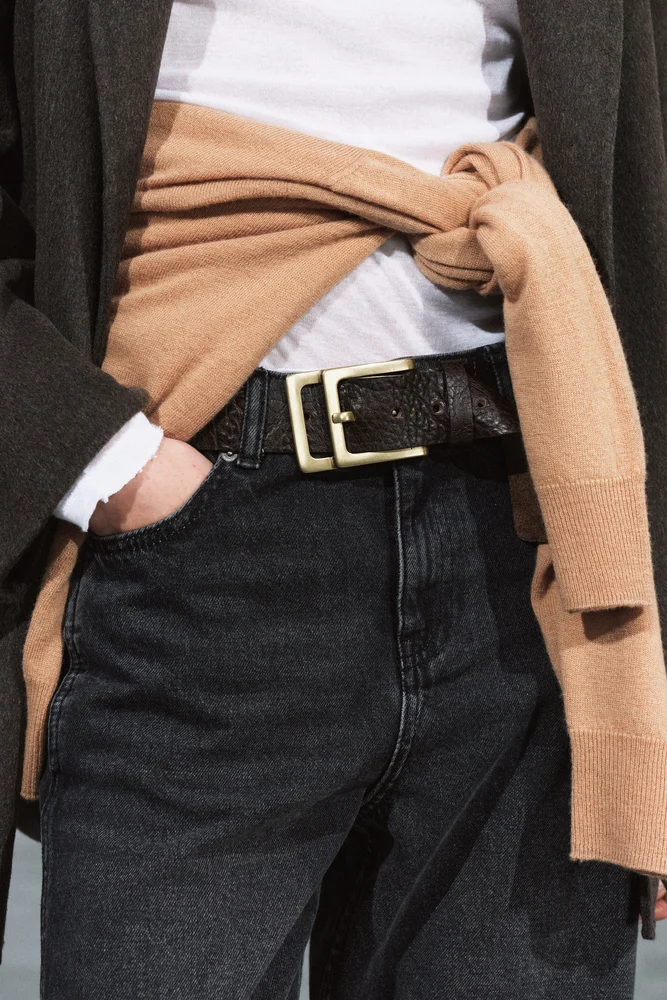 100% Leather Double Buckle Belt