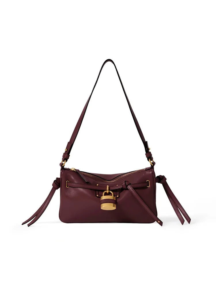 Mini Paddington Sling Pouch with Strap in Soft Leather, Red