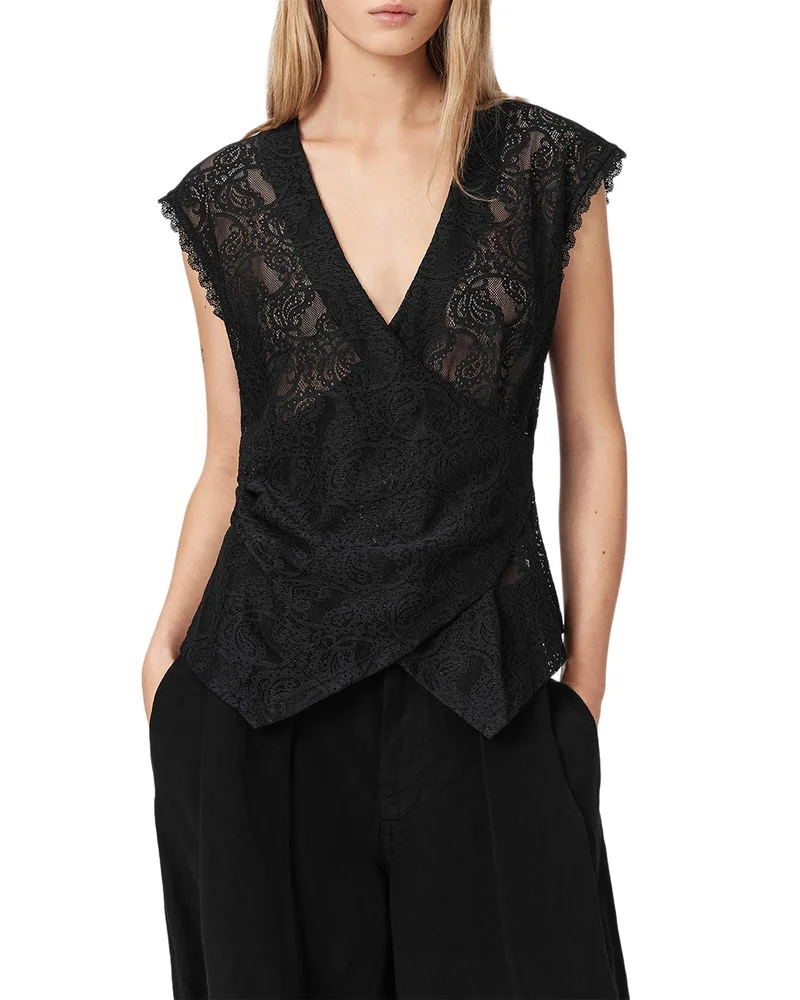 Vera V Neck Lace Panel Top