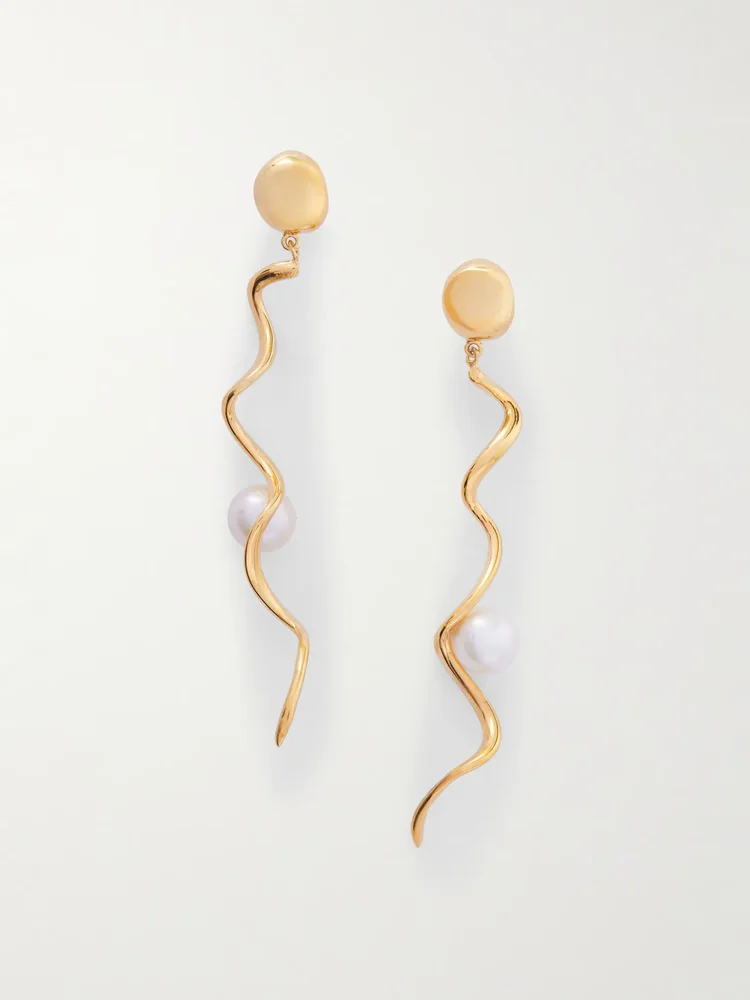 Teneille recycled gold vermeil pearl earrings