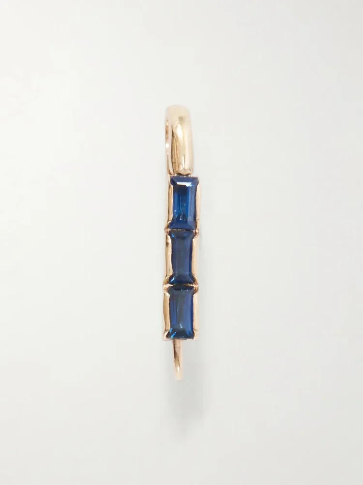 Safety Pin 14-karat gold and sapphires earring