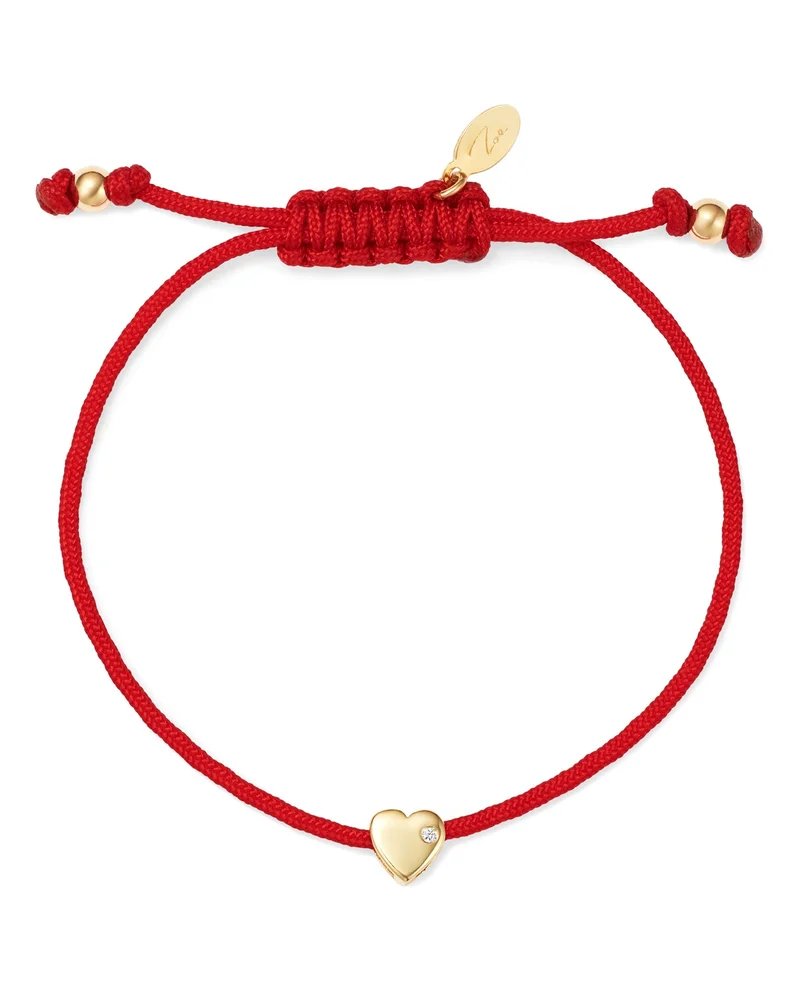 14K Yellow Gold Red Heart Fortune Diamond Bracelet