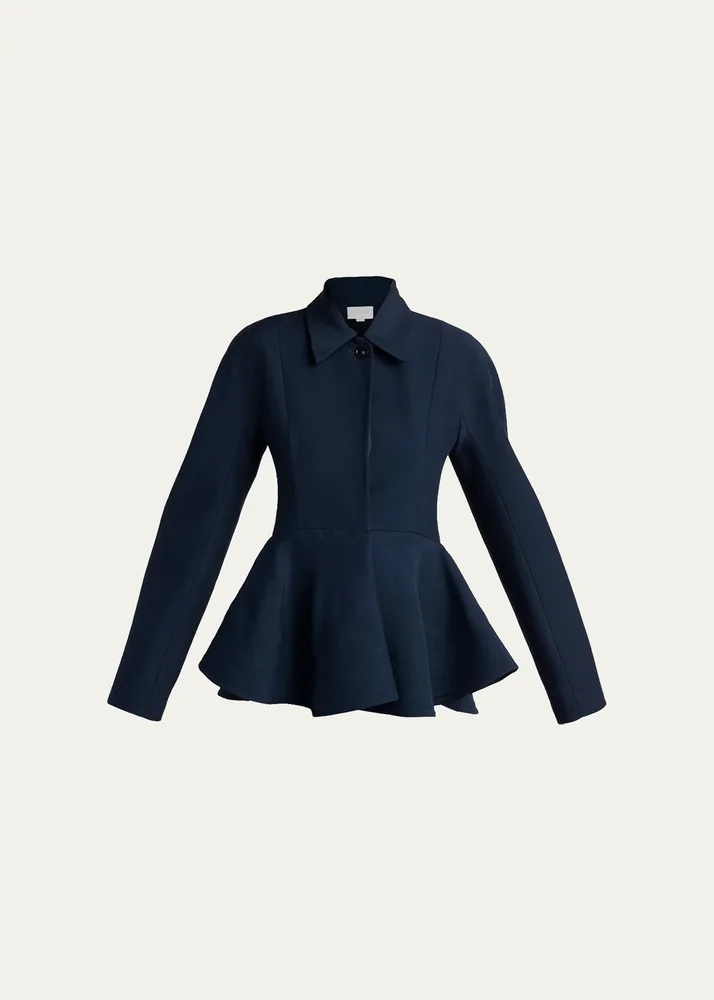 Dolman-Sleeve Wool Peplum Jacket