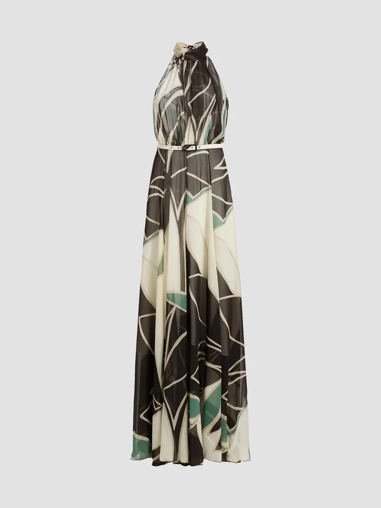 Kanji Abstract Print Maxi Dress